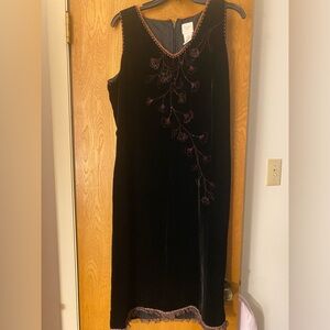 Garnet Hill Black Velvet Dress
